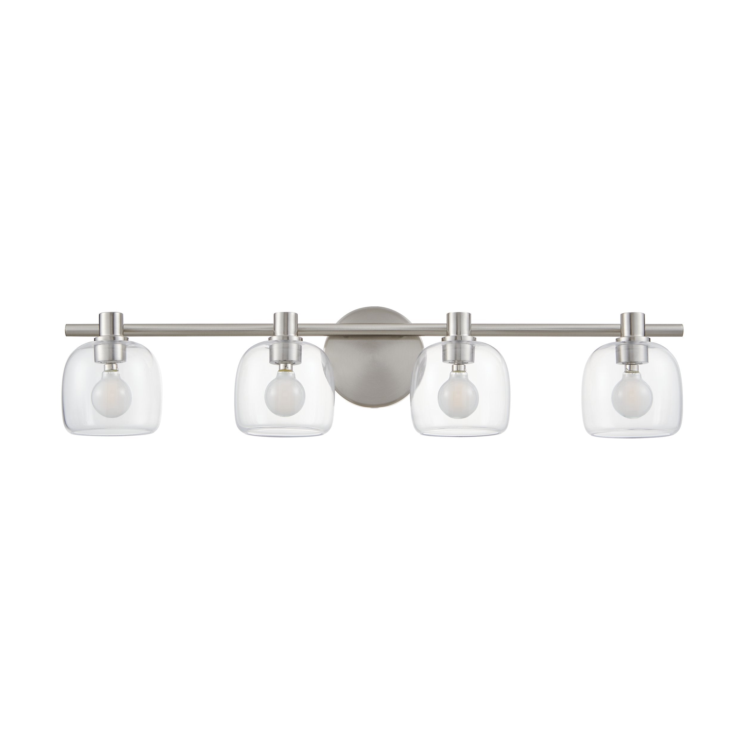 Valentina 30-inch 4-light Brushed Nickel Vanity Light with Clear Glass Shades