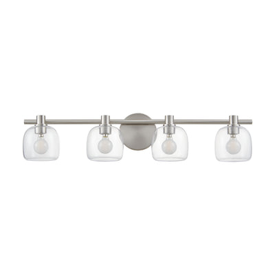 Valentina 30-inch 4-light Brushed Nickel Vanity Light with Clear Glass Shades