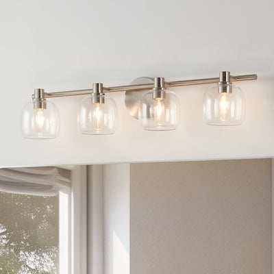 Valentina 30-inch 4-light Brushed Nickel Vanity Light with Clear Glass Shades