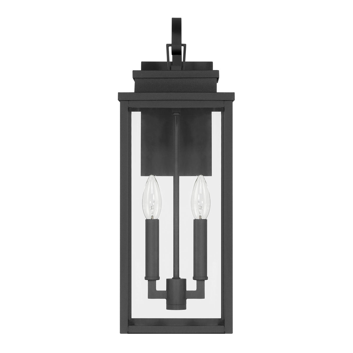 Hillside 20-inch 2-light Textured Black Exterior Wall Sconce with Clear Glass