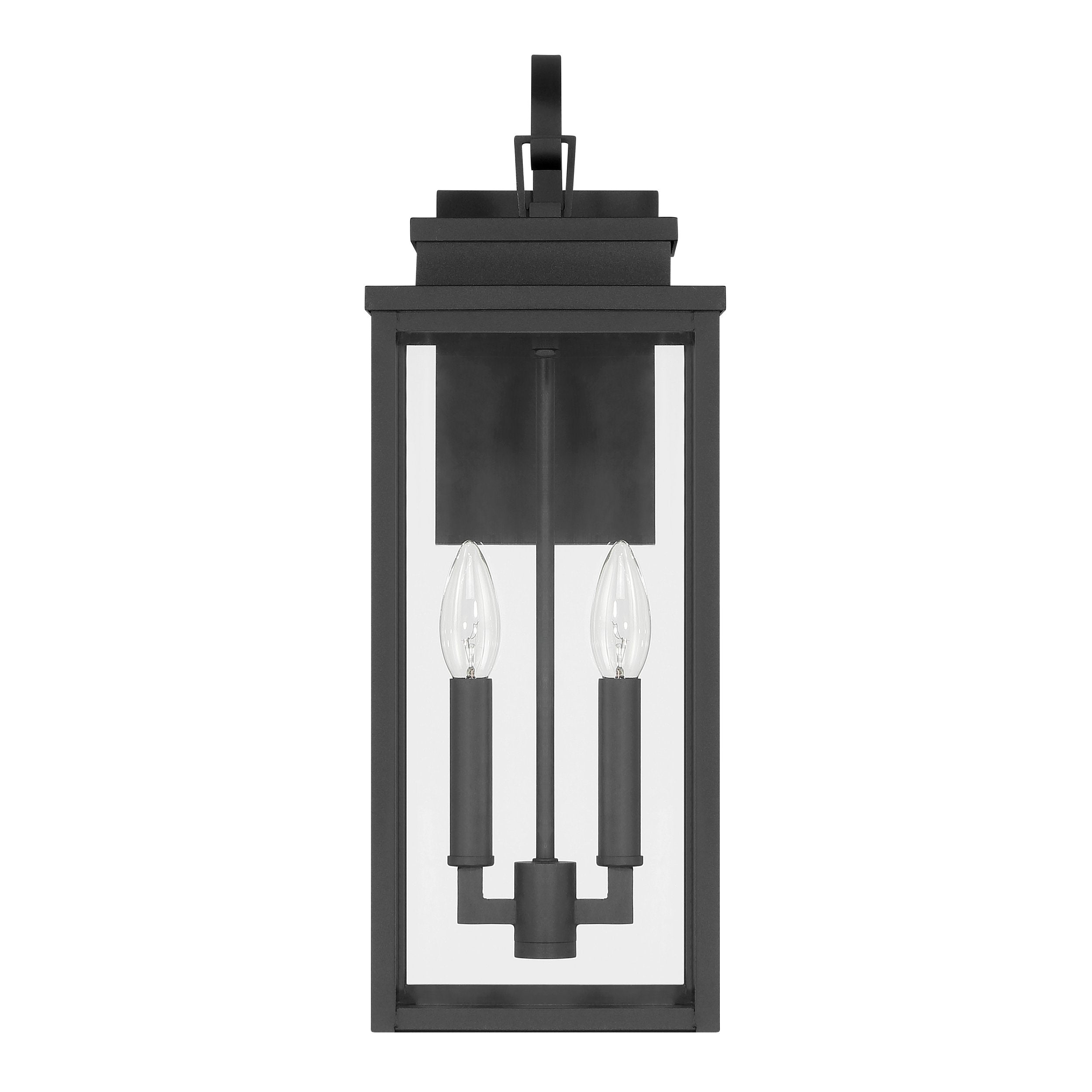 Hillside 20-inch 2-light Textured Black Exterior Wall Sconce with Clear Glass