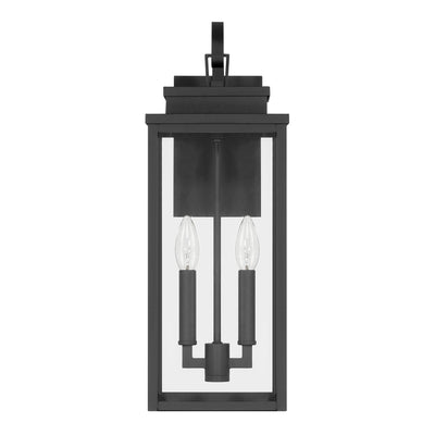 Hillside 20-inch 2-light Textured Black Exterior Wall Sconce with Clear Glass