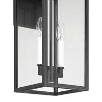 Hillside 20-inch 2-light Textured Black Exterior Wall Sconce with Clear Glass