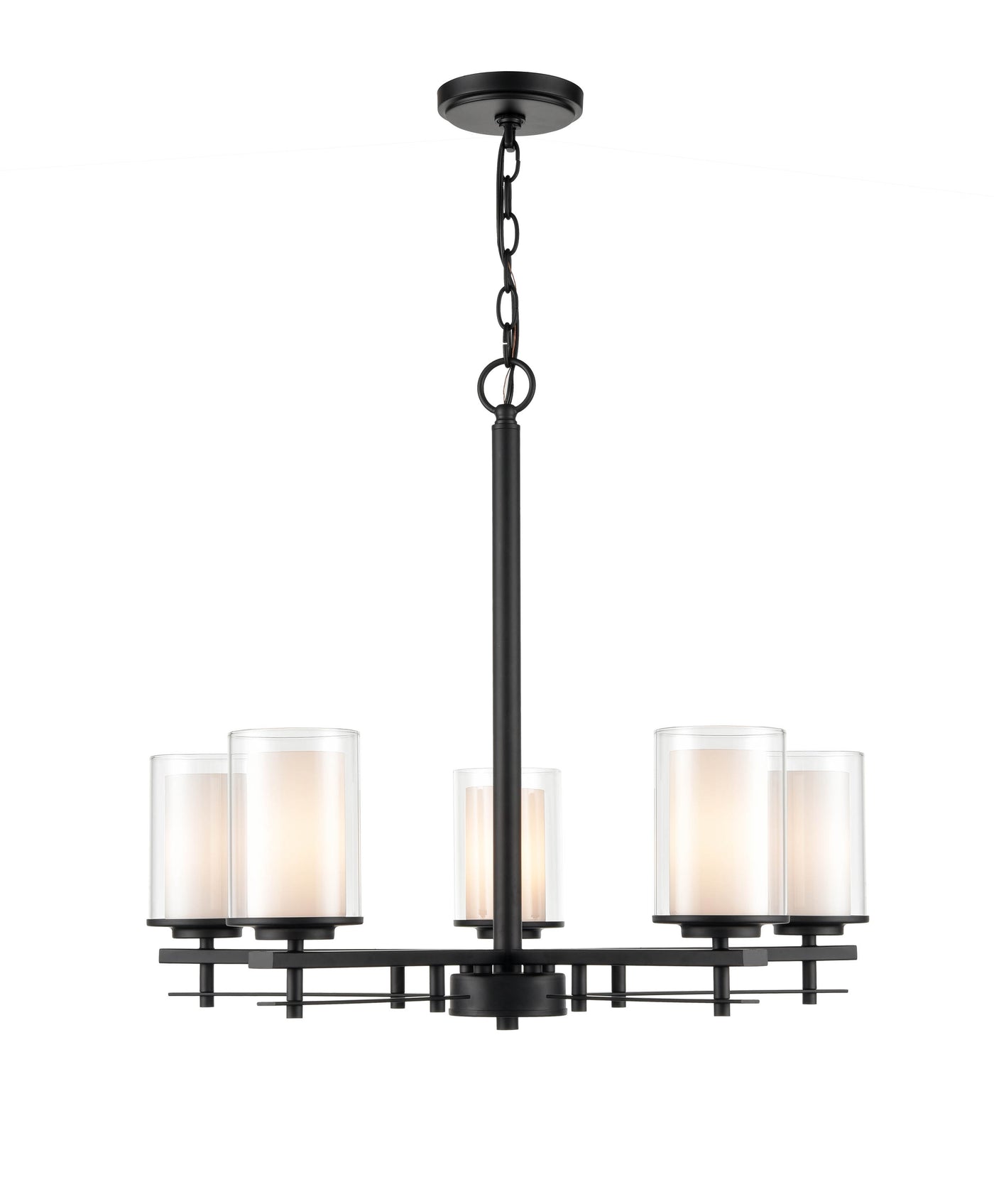 23'' Huderson Matte Black 5 Light Chandelier
