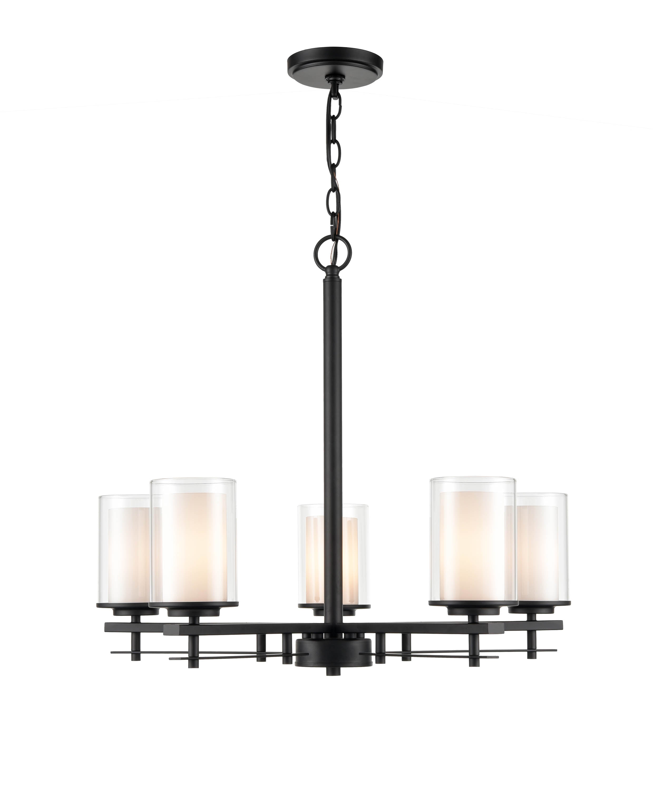 23'' Huderson Matte Black 5 Light Chandelier