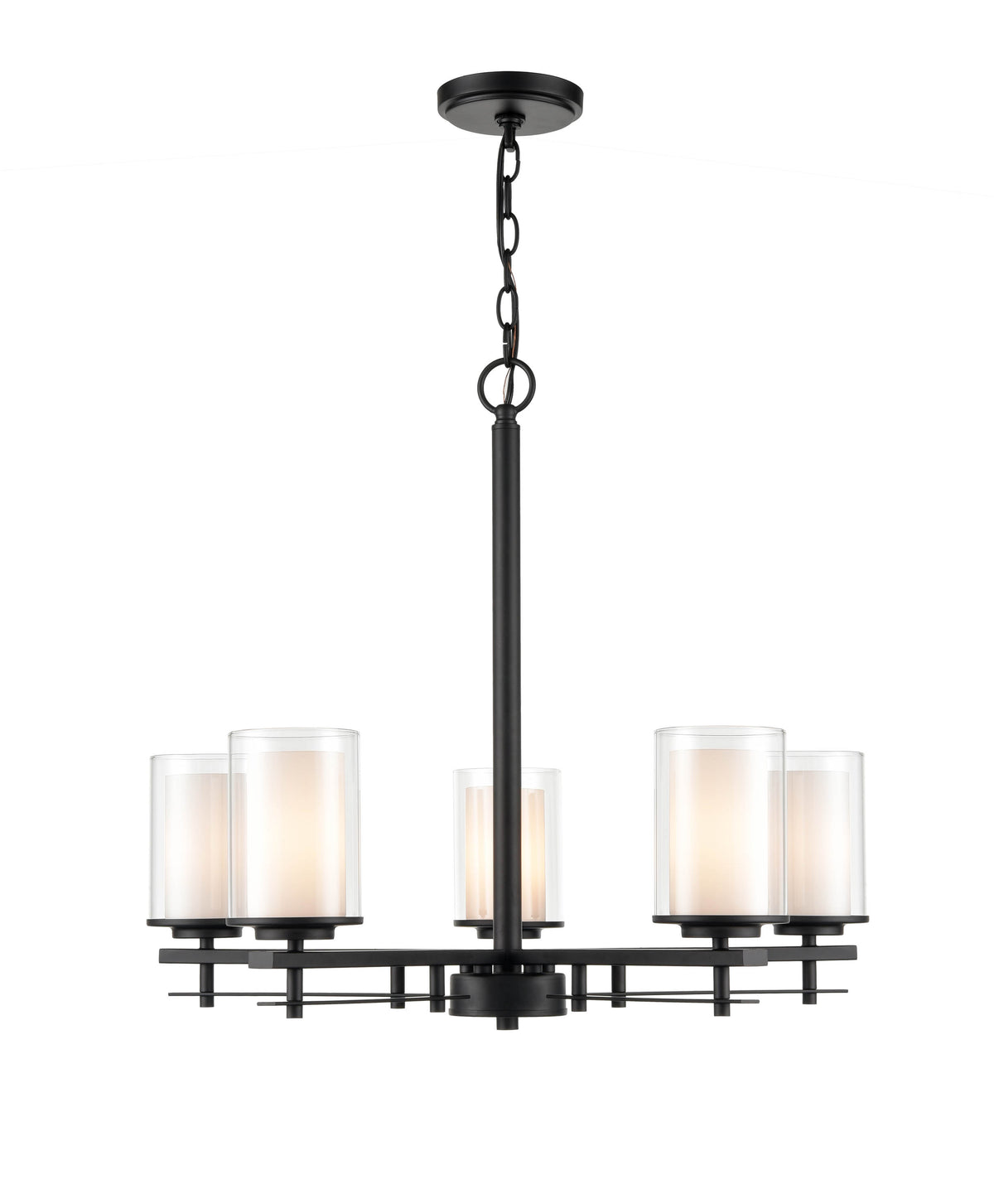 23'' Huderson Matte Black 5 Light Chandelier