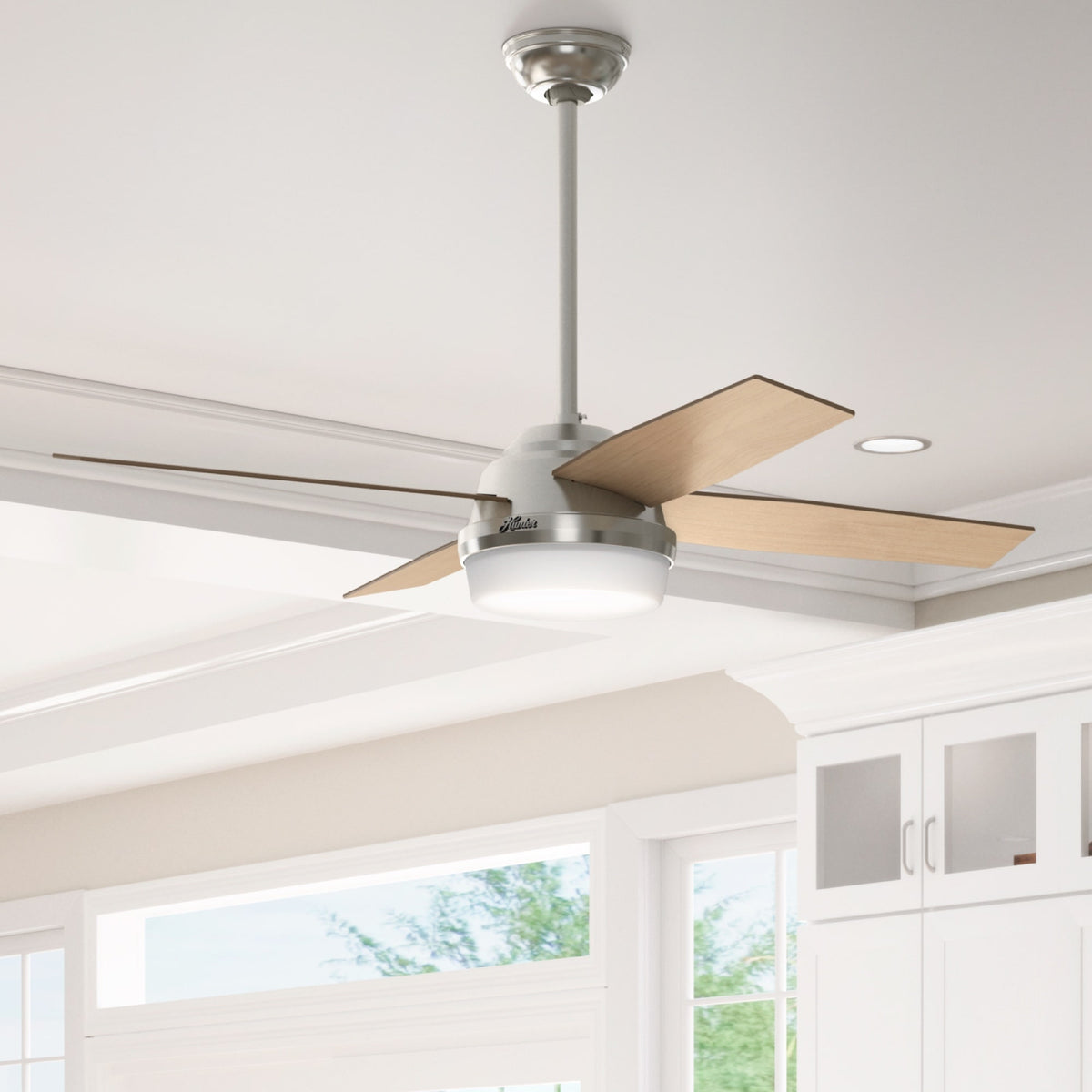 52 inch Dempsey Brushed Nickel LED Ceiling Fan With Handheld Remote