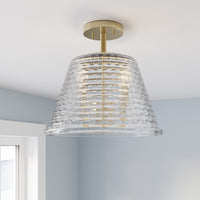 13.5'' Saben Vintage Brass 3 Light Semi-Flush Mount