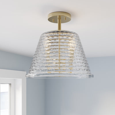13.5'' Saben Vintage Brass 3 Light Semi-Flush Mount