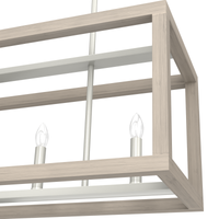Squire Manor 40-inch 5-light Brushed Nickel and Bleached Wood Linear Chandelier