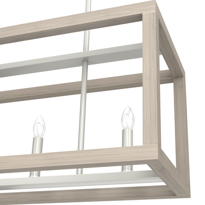 Squire Manor 40-inch 5-light Brushed Nickel and Bleached Wood Linear Chandelier