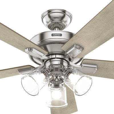 52 inch Crestfield Brushed Nickel Ceiling Fan with LED Light Kit and Handheld Remote