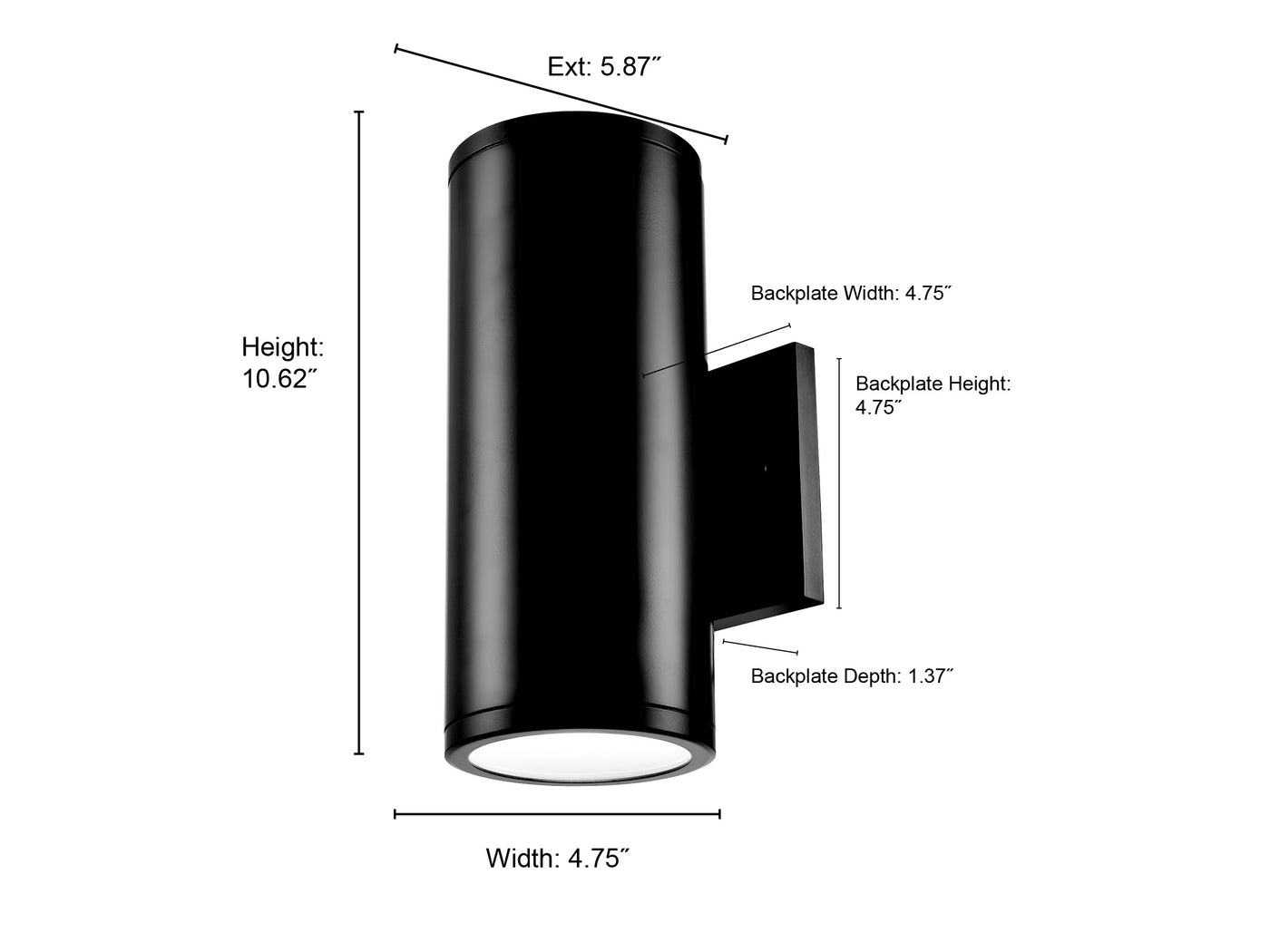 10.75-inch Vegas Powder Coated Black Outdoor Wall Sconce