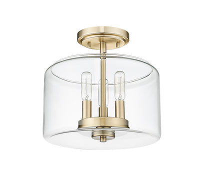 10.6'' Asheville Modern GoldClear 3 Light Semi-Flush Mount