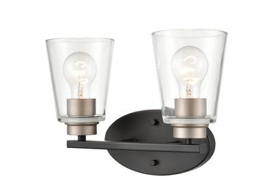 16''  Matte Black/Satin Nickel 2 Light Bath Vanity
