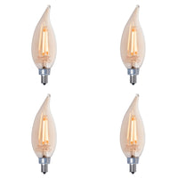 CA10 2.5W Dimmable Antique Filament LED Light Bulb with E12 Base, 2100K, 160 Lumens, 4-Pack