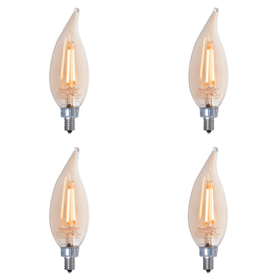 CA10 2.5W Dimmable Antique Filament LED Light Bulb with E12 Base, 2100K, 160 Lumens, 4-Pack
