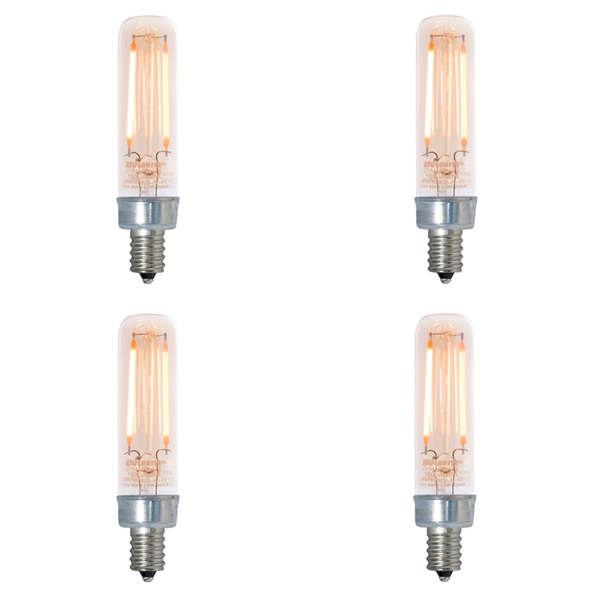 T6 2.5W Dimmable Antique Filament LED Light Bulb with E12 Base, 2100K, 160 Lumens, 4-Pack