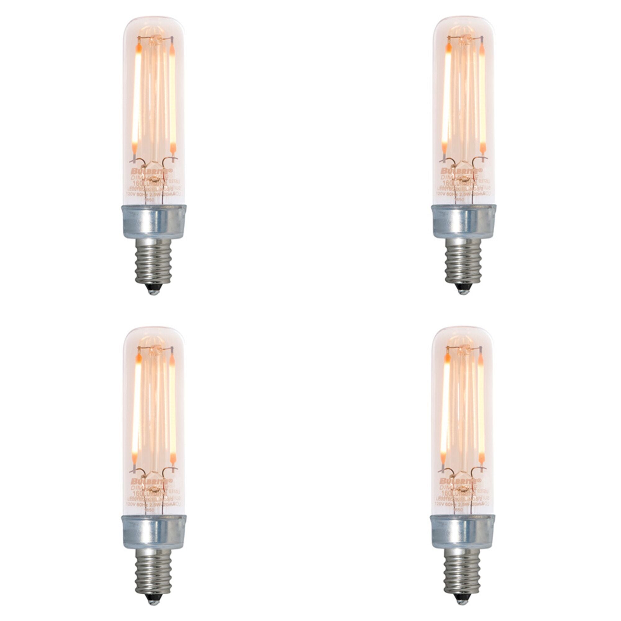 T6 2.5W Dimmable Antique Filament LED Light Bulb with E12 Base, 2100K, 160 Lumens, 4-Pack