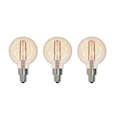 G16 2.5W Dimmable Antique Filament LED Light Bulb with E12 Base, 2100K, 160 Lumens, 3-Pack