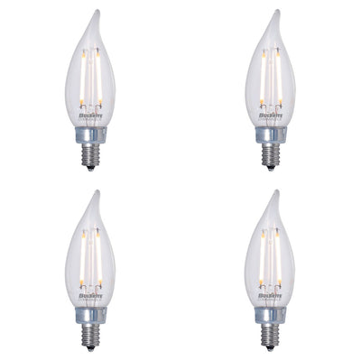 CA10 2.5W Dimmable Clear Filament LED Light Bulb with E12 Base, 2700K, 250 Lumens, 4-Pack