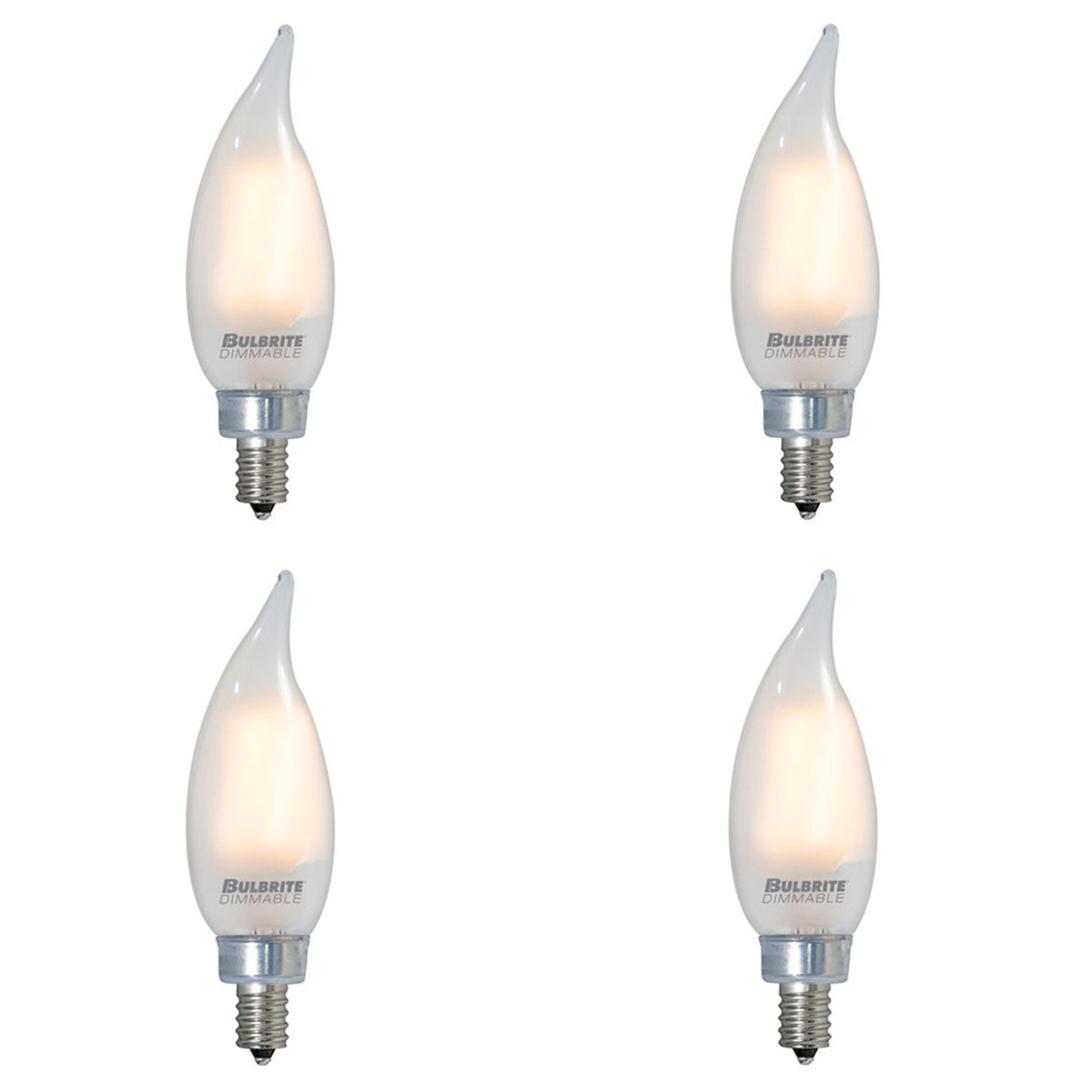 CA10 3.6W Dimmable Milky Filament LED Light Bulb with E12 Base, 2700K, 300 Lumens, 4-Pack