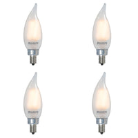 CA10 3.6W Dimmable Milky Filament LED Light Bulb with E12 Base, 2700K, 300 Lumens, 4-Pack