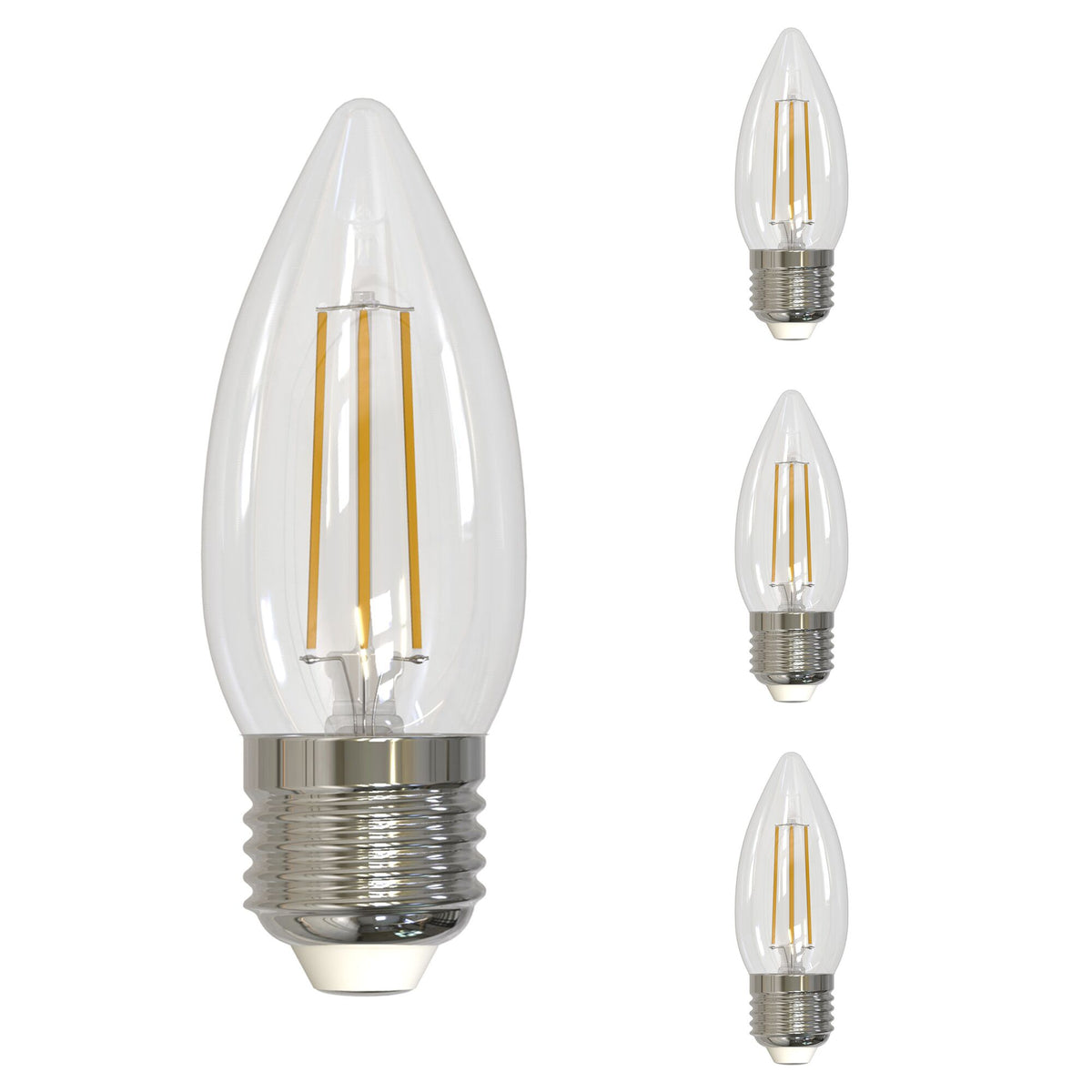 B11 4.5W Dimmable Clear Filament LED Light Bulb with E26 Base, 2700K, 350 Lumens, 4-Pack