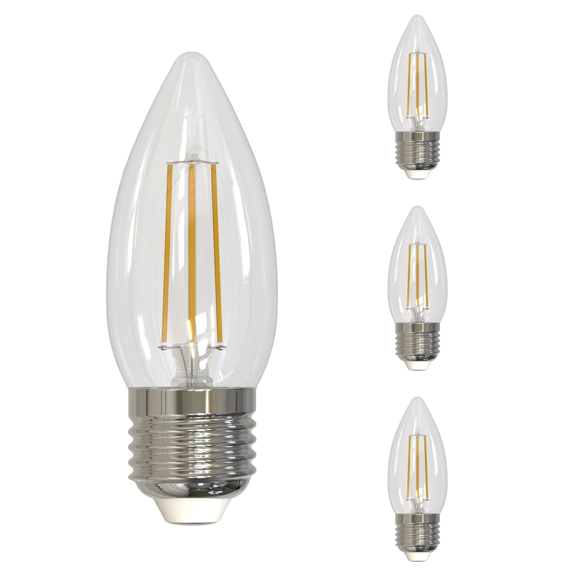 B11 4.5W Dimmable Clear Filament LED Light Bulb with E26 Base, 2700K, 350 Lumens, 4-Pack