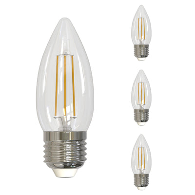 B11 4.5W Dimmable Clear Filament LED Light Bulb with E26 Base, 2700K, 350 Lumens, 4-Pack