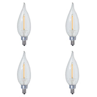 CA10 4.5W Dimmable Clear Filament LED Light Bulb with E12 Base, 3000K, 350 Lumens, 4-Pack
