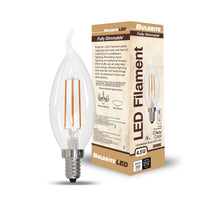 CA10 4.5W Dimmable Clear Filament LED Light Bulb with E12 Base, 3000K, 350 Lumens, 4-Pack