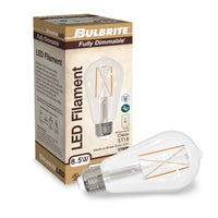 ST18 8.5W Dimmable Clear Filament LED Light Bulb with E26 Base, 2700K, 850 Lumens, 2-Pack