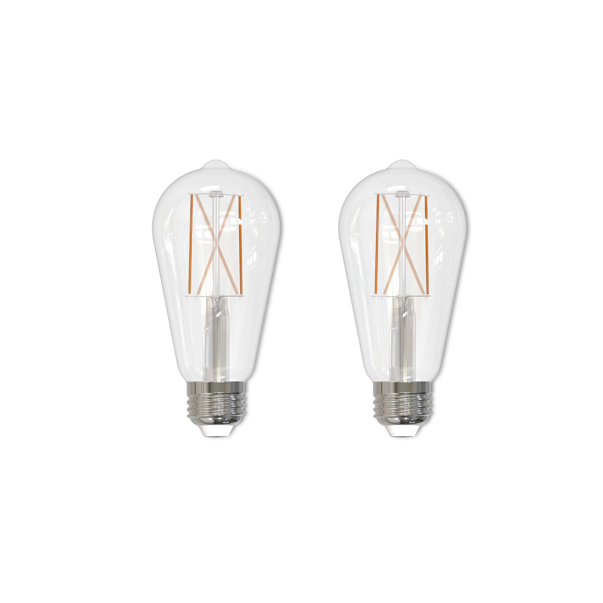 ST18 8.5W Dimmable Clear Filament LED Light Bulb with E26 Base, 3000K, 850 Lumens, 2-Pack