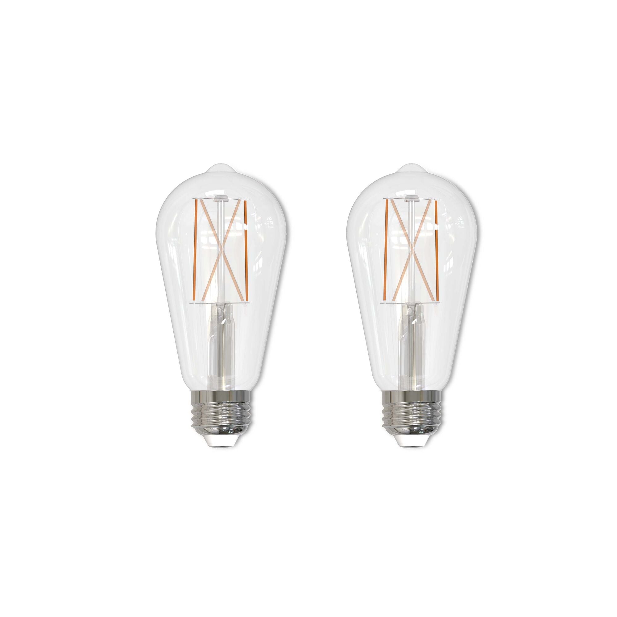 ST18 8.5W Dimmable Clear Filament LED Light Bulb with E26 Base, 3000K, 850 Lumens, 2-Pack