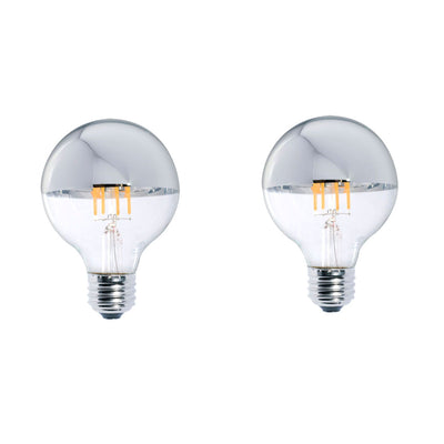 Half Series G25 5W Dimmable Half Chrome Filament LED Light Bulb with E26 Base, 2700K, 450 Lumens, 2-Pack