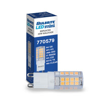 T6 4.5W Dimmable Clear LED Light Bulb with G9 Base, 3000K, 400 Lumens, 2-Pack