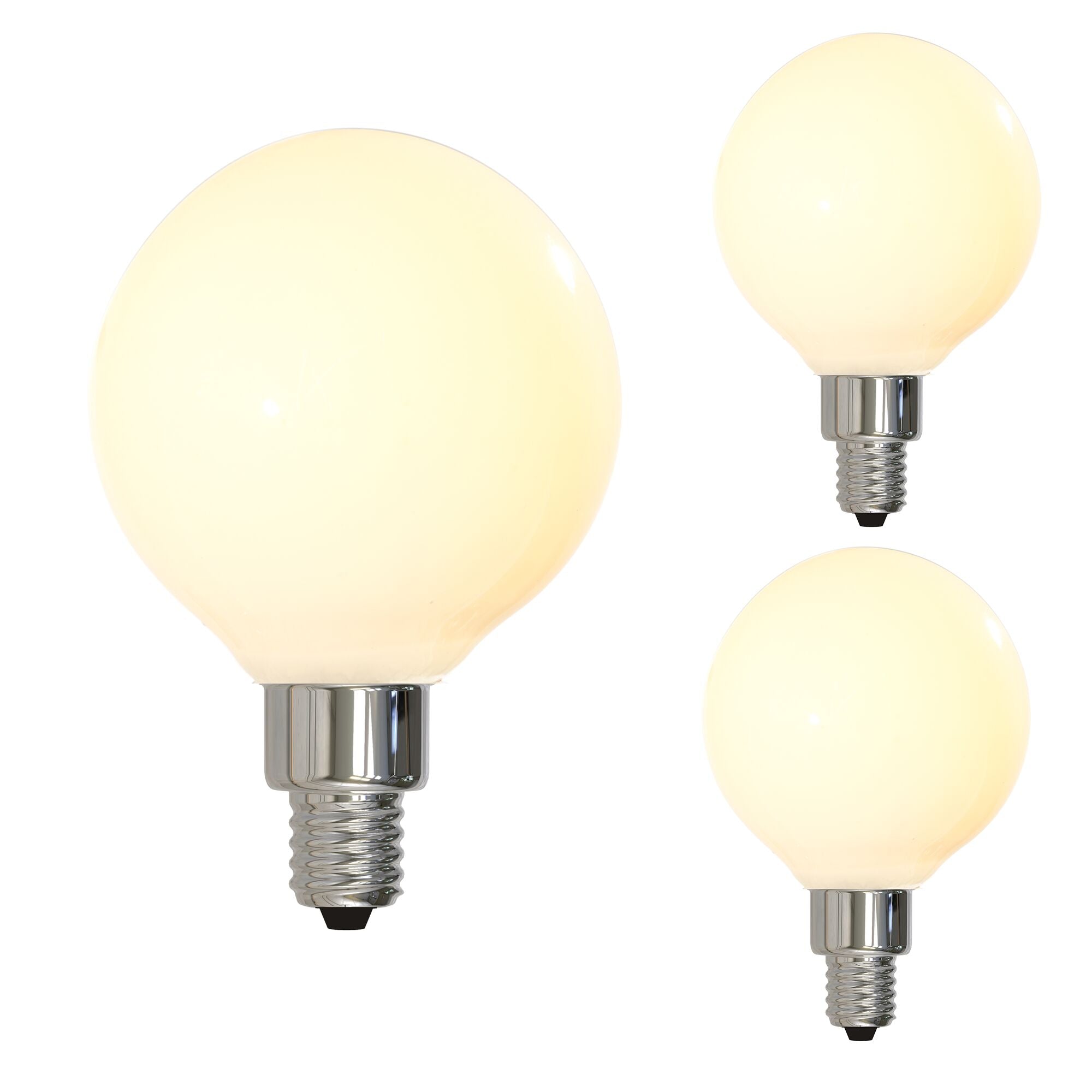 G16 4W Dimmable Milky Filament LED Light Bulb with E12 Base, 2700K, 300 Lumens, 3-Pack