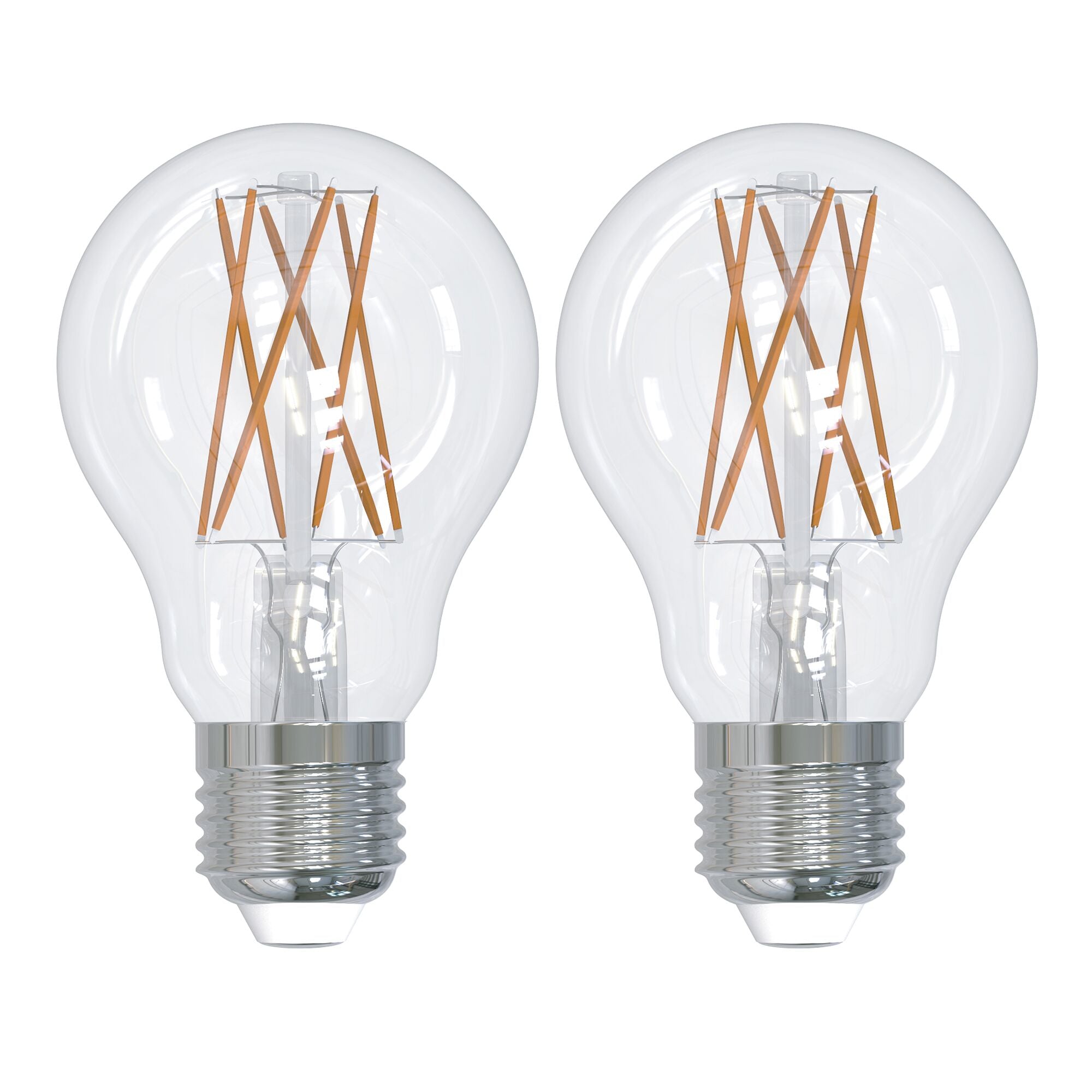 A19 9W Dimmable Clear Filament LED Light Bulb with E26 Base, 2700K, 1100 Lumens, 2-Pack