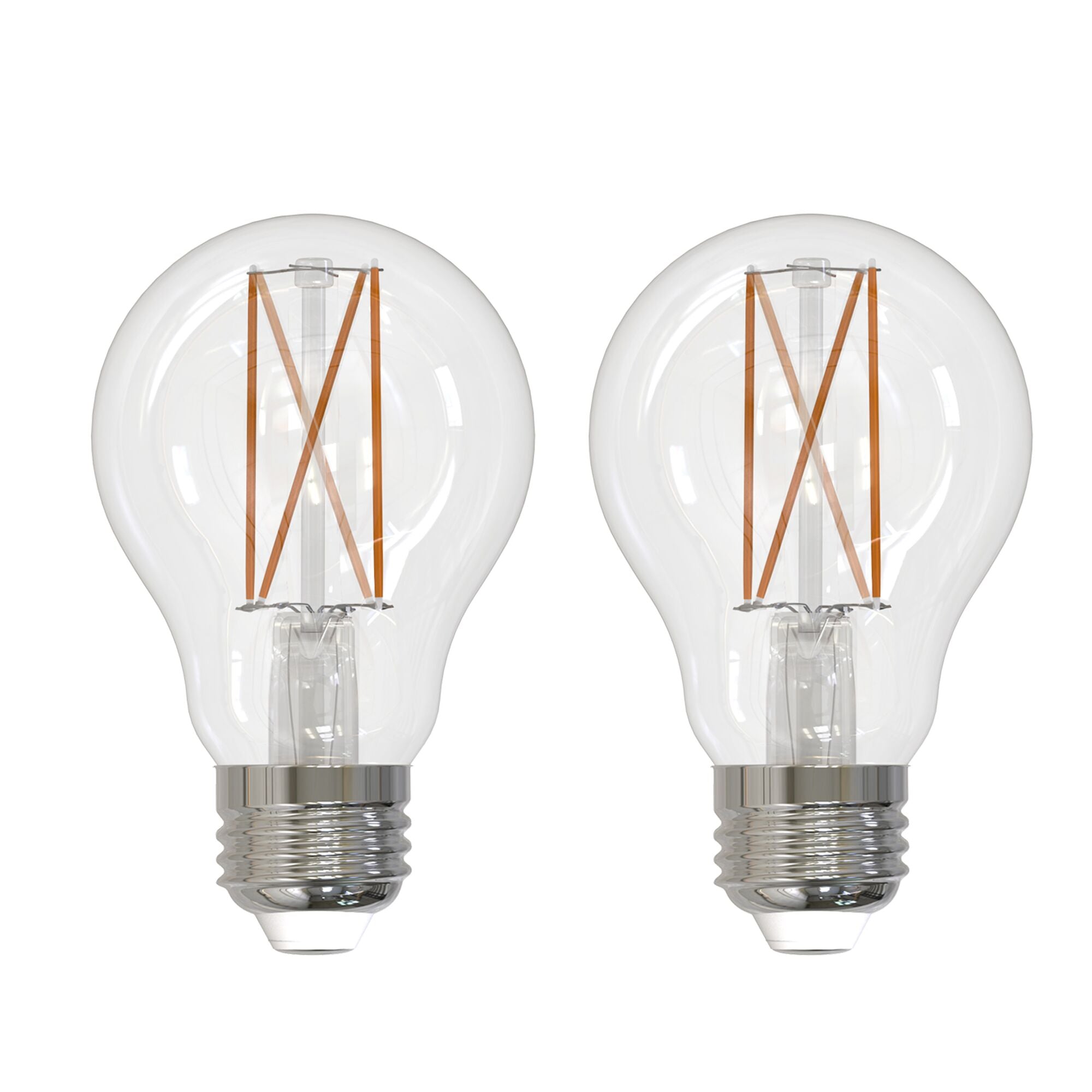 A19 8.5W Dimmable Filament LED Light Bulb with E26 Base, 2700K, 850 Lumens, 2-Pack