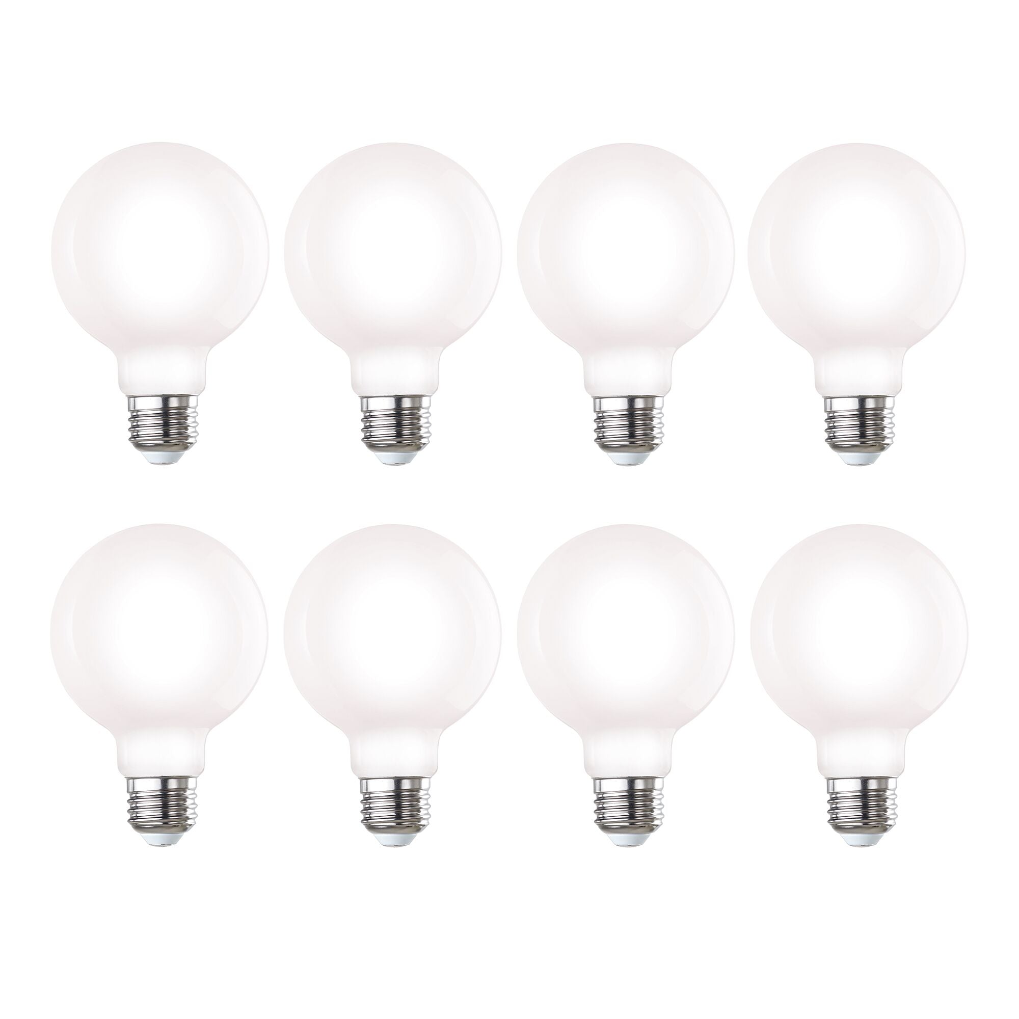 G25 7.6W Dimmable Milky Filament LED Light Bulb with E26 Base, 3000K, 800 Lumens, 8-Pack