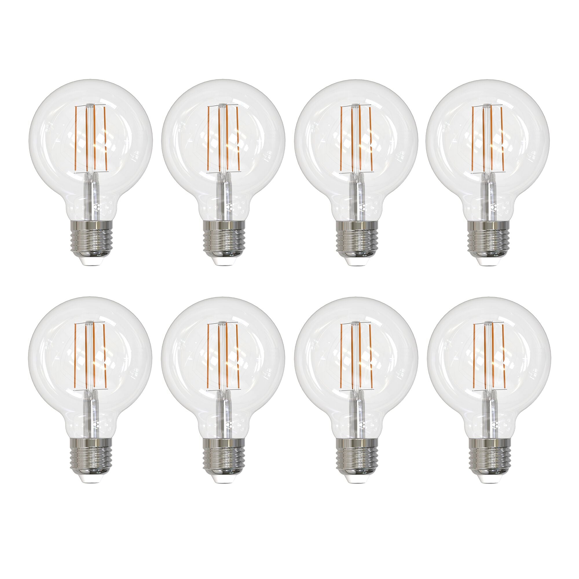 G25 7W Dimmable Clear Filament LED Light Bulb with E26 Base, 3000K, 800 Lumens, 8-Pack
