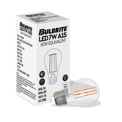 A15 7.6W Dimmable Clear Filament LED Light Bulb with E26 Base, 2700K, 800 Lumens, 4-Pack