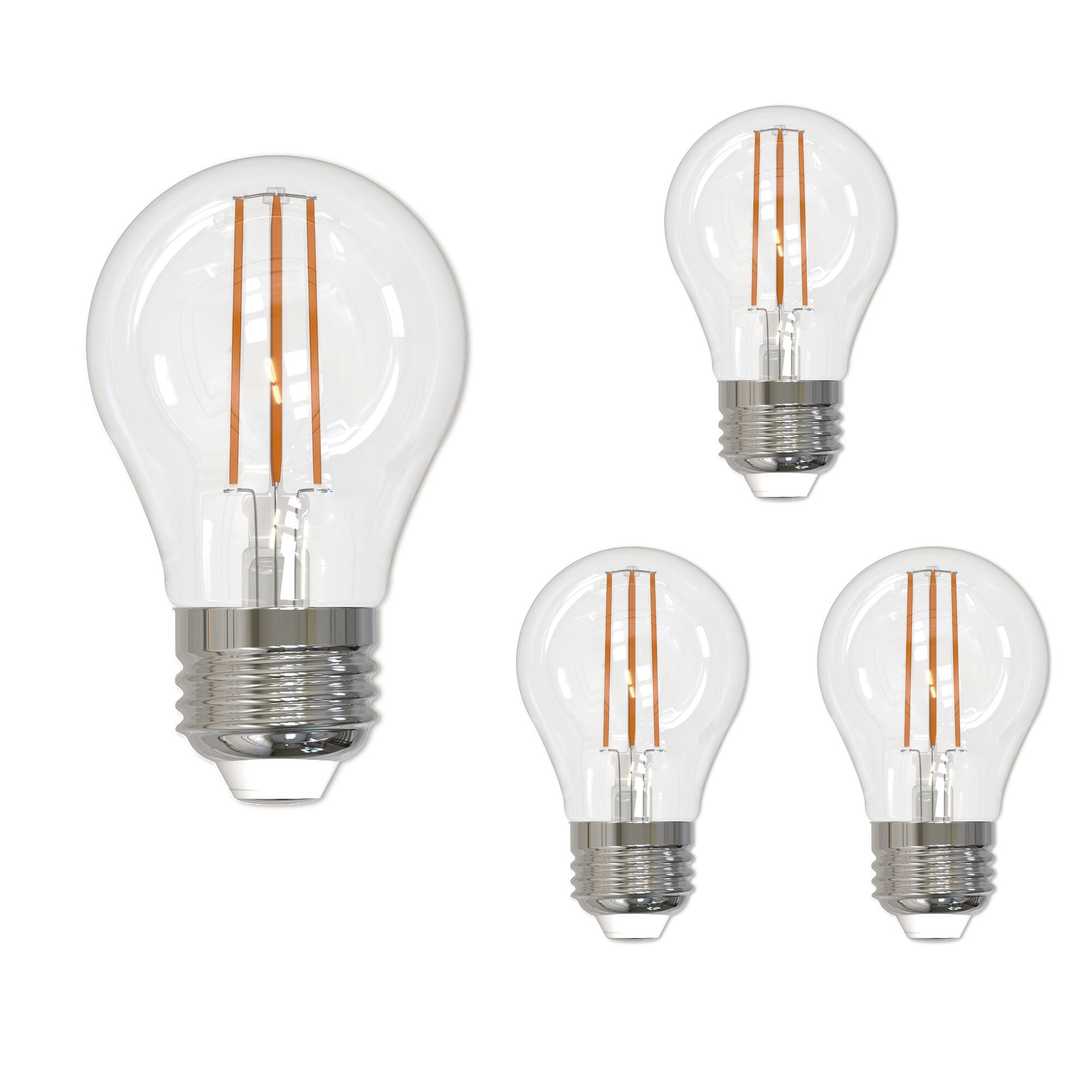 A15 7.6W Dimmable Clear Filament LED Light Bulb with E26 Base, 3000K, 800 Lumens, 4-Pack