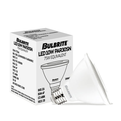 PAR30SN 10W Dimmable White LED Light Bulb with E26 Base, 4000K, 800 Lumens, Flood, 4-Pack