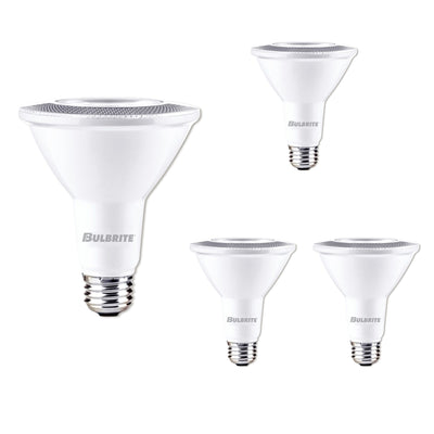 PAR30LN 10W Dimmable White LED Light Bulb with E26 Base, 3000K, 800 Lumens, Flood, 4-Pack