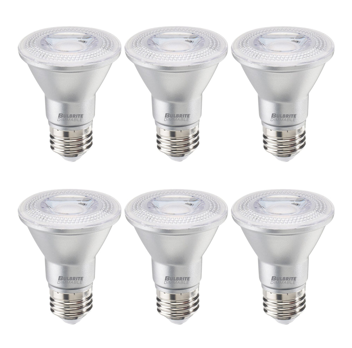 PAR20 6.5W Dimmable LED Light Bulb with E26 Base, 2700K, 500 Lumens, Narrow Flood, 6-Pack