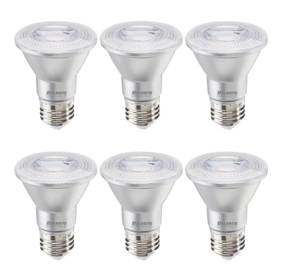PAR20 6.5W Dimmable LED Light Bulb with E26 Base, 3000K, 500 Lumens, Narrow Flood, 6-Pack