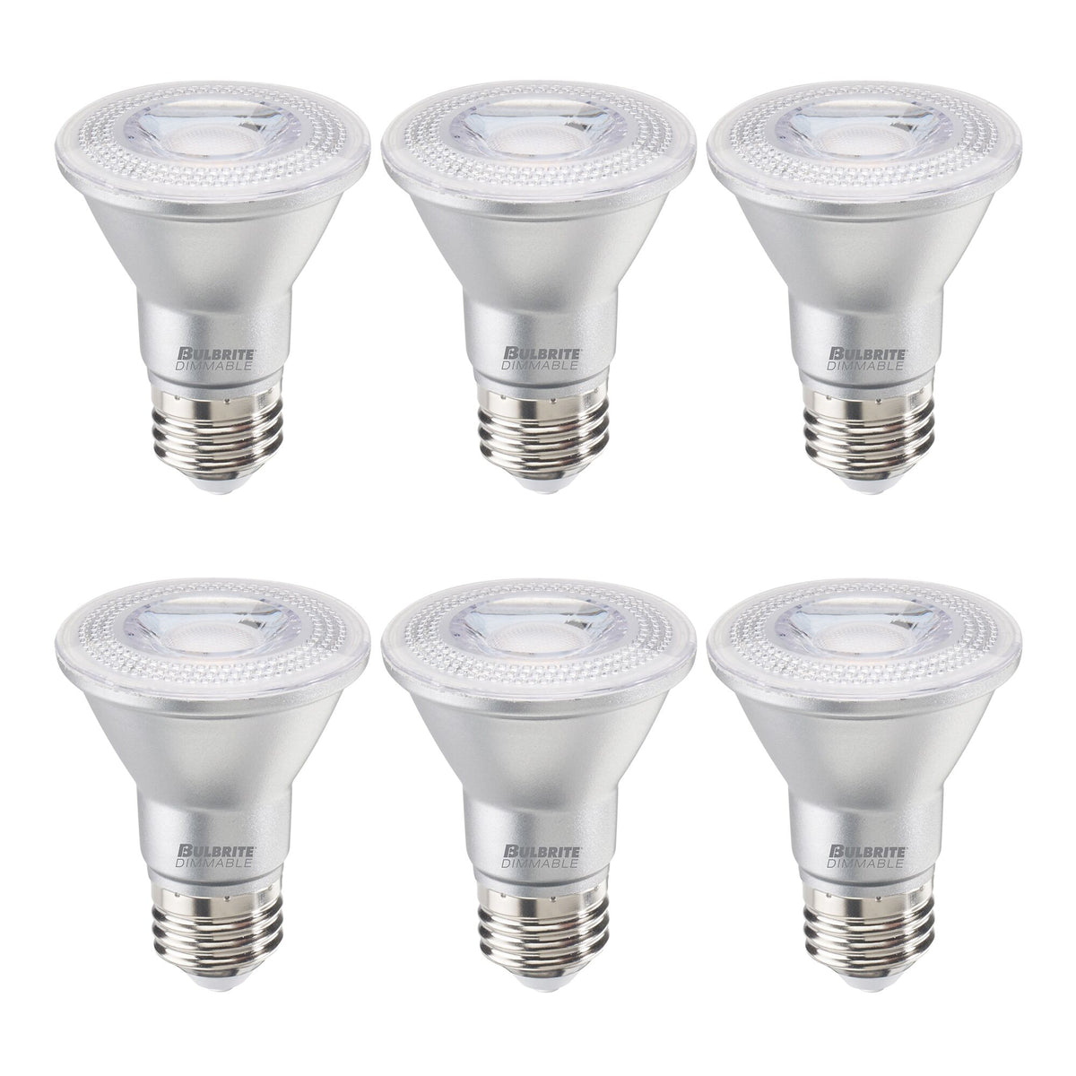 PAR20 6.5W Dimmable LED Light Bulb with E26 Base, 3000K, 500 Lumens, Flood, 6-Pack