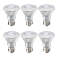 PAR20 6.5W Dimmable LED Light Bulb with E26 Base, 3000K, 500 Lumens, Flood, 6-Pack